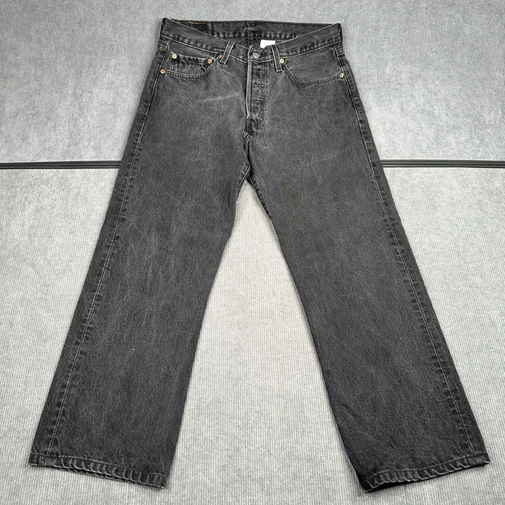 Vtg Levi 501 Original Fit Jeans W32 L29 Black Faded Straight Denim Mexico